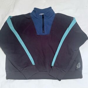 PELOTON x ADIDAS Men’s S Quarter-Zip Colorblock Sweatshirt - Teal/Grey